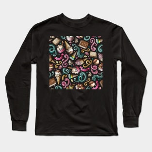 Cartoon Hand-drawn Dessert Pattern Long Sleeve T-Shirt